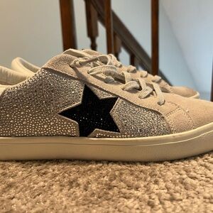Vintage Havana Silver White Dyno Star Rhinestone Sneakers 7.5
